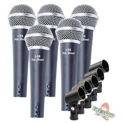 Fat Toad Studio Recording Microphones with Clips (5 Pack) - Vocal Handheld, Unidirectional Mic Professional Cardioid Dynamic Singing Microphone - Designed for Music Stage Performances or PA DJ Karaoke image 1