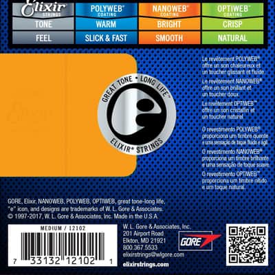 Elixir 12102 Nanoweb Medium Coated Nickel Electric Guitar Strings, 11-49 image 3
