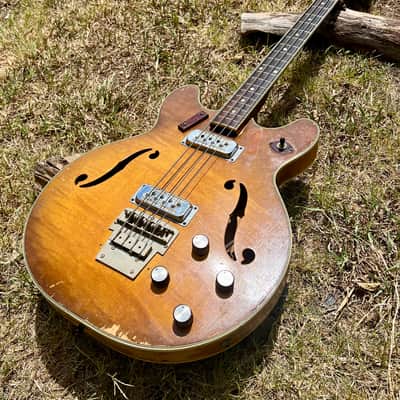 Vintage Harmony H-27 Mid 60’s Bass Guitar - Sunburst Flame Top image 7