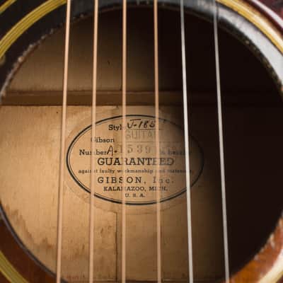 Gibson  J-185 Flat Top Acoustic Guitar (1953), ser. #A-15391, original brown hard shell case. image 13