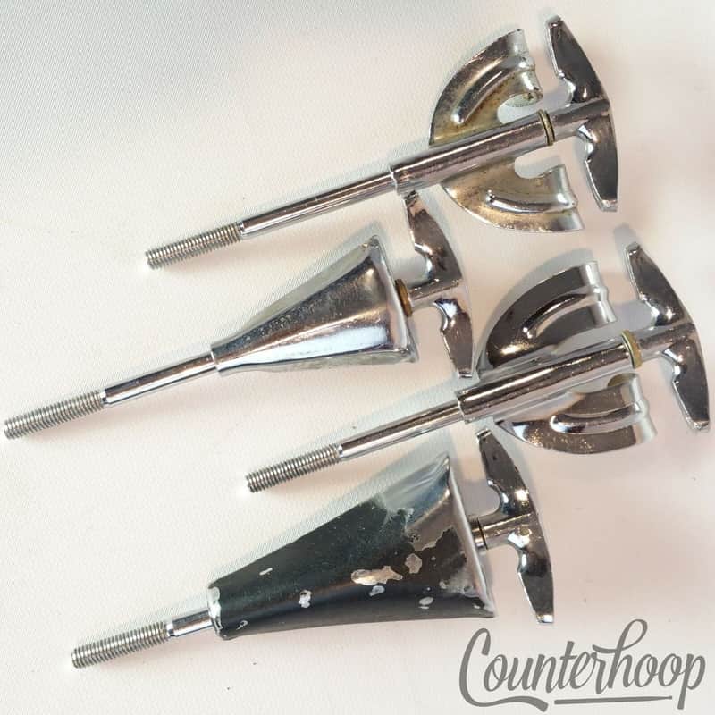 *Pearl 4x Bass Drum Tension T-Rods+Claws Metric Japan Chrome 4 1/4" Vintage 60s* image 1
