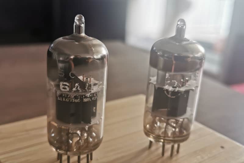 Pair of RCA 6AQ8 ECC85 tube - Gray Plates, Top O Getter image 1