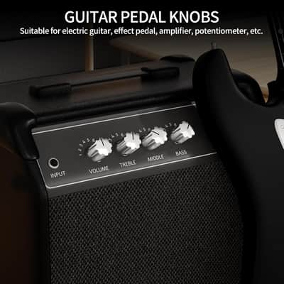 Metal Guitar Pedal Knob 1/4" Shaft Potentiometer Knob Silver Amplifier Control Knob with Set Screw Replacement for Electric Guitar Effect Pedal -6pcs image 3