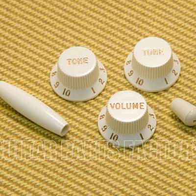 PK-0178-050 Parchment Strat Knob Set Stratocaster Guitar w/ Switch & Tremolo Tip