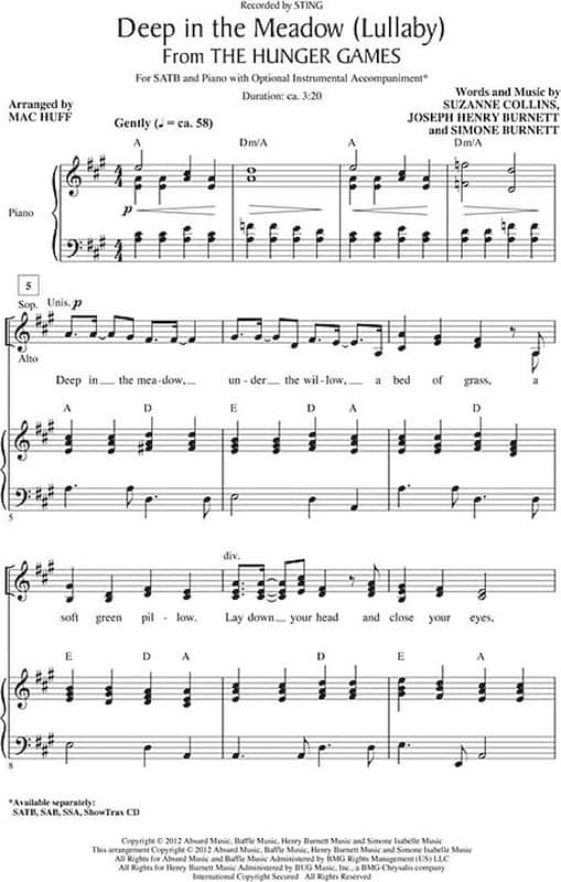 Deep in the Meadow (Lullaby) - (from The Hunger Games) image 1
