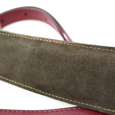 Walker & Williams C-18-BRD Bourbon Red Leather Vintage Slash Strap w/Deluxe Suede Pad Extra Long image 9