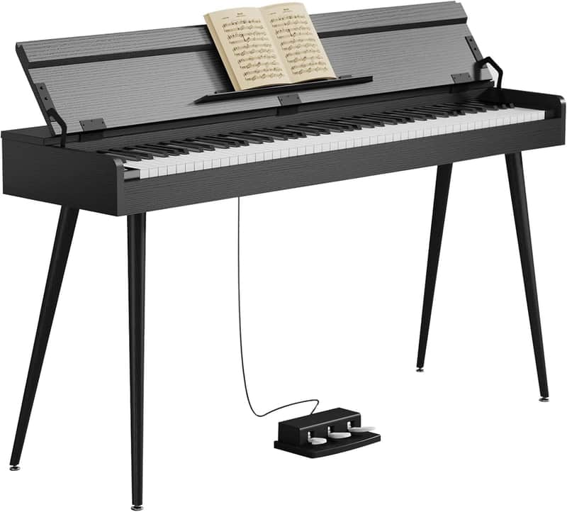 Piano 88 Key Weighted Keyboard,Full-Size Desk Progressive Hammer-Action Electric Piano For Beginners, With Sheet Music Stand, Pedal,Power Adapter, Headphone Mode, Usb-Midi image 1