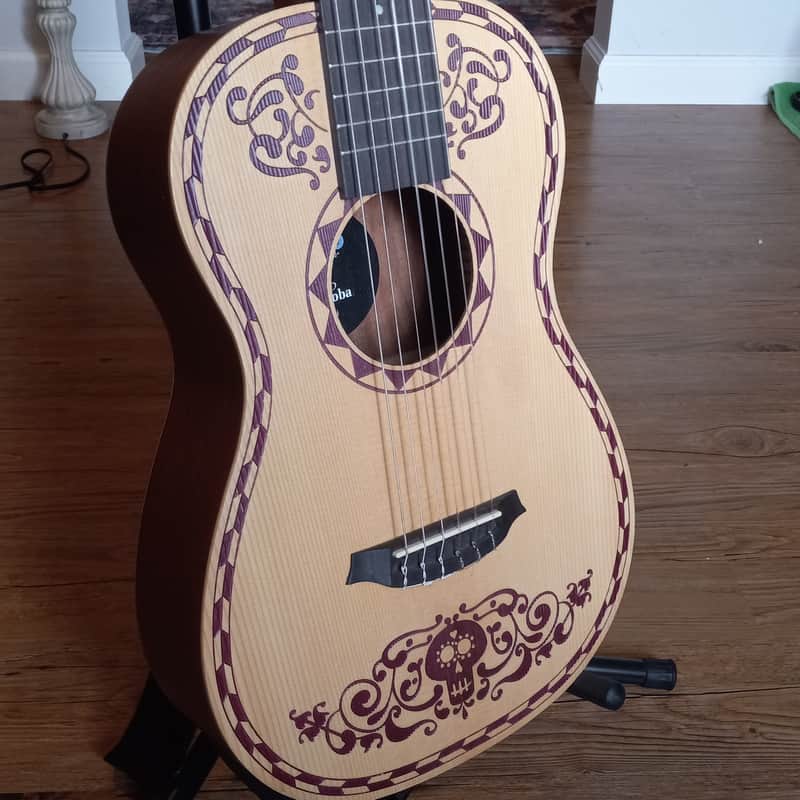 Cordoba x Coco Mini Spruce Classical Guitar, Custom Engraved Design, Comes w/ Official Strap & Gig Bag