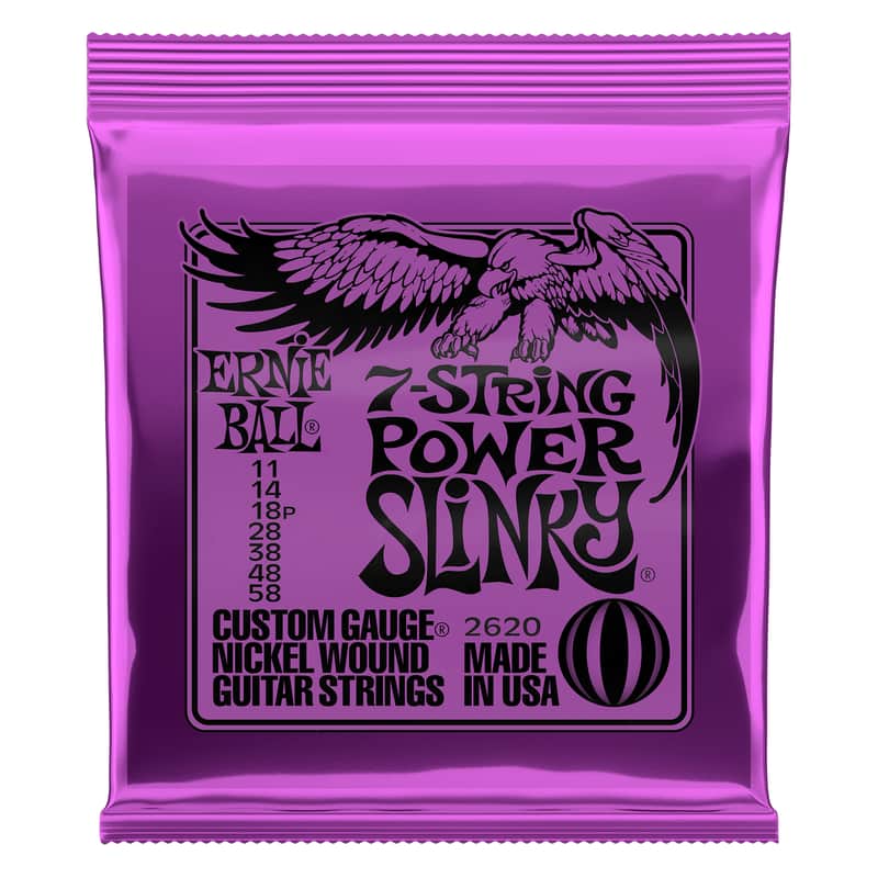 Ernie Ball 2620 7-String Nickel Power Slinky Guitar Strings (11-58) image 1