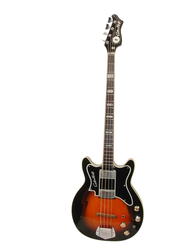 Vintage 1968 Custom Kraft Bone Buzzer 4-String Hollow-Body Electric Bass Guitar, Sunburst w/ Case image 1