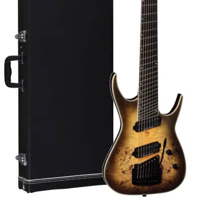 Dean 8 String Exile Select Multiscale Kahler Guitar, Ebony, Satin Natural Black Burst image 1