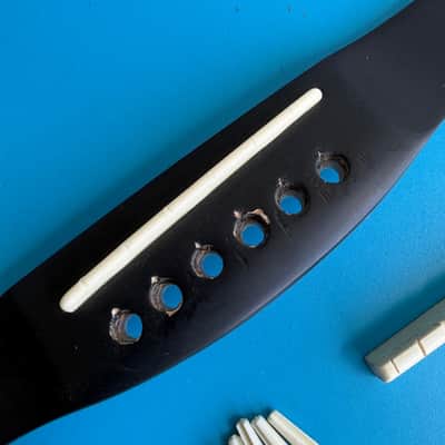 SQUIER Acoustic 093-0300-021 Guitar Part: Bridge w/Saddle Pins and Nut [Lot] image 5