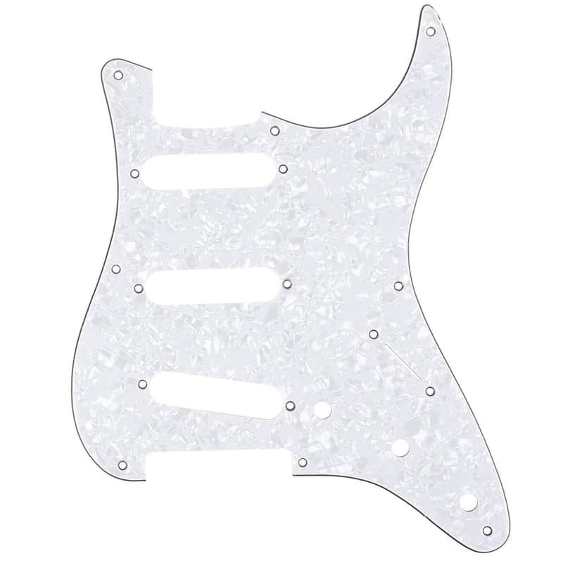 8-Hole 50s 57 Vintage Style Strat SSS Guitar Pickguard for American Stratocaster, 4Ply White Pearl image 1