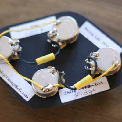 Wiring Kit Mallory MUSTARD .022uF Caps CTS 550k LONG shaft pots for Gibson Les Paul Std image 1
