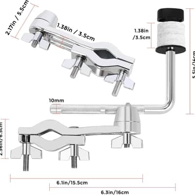Drum Set Mounting Clamp Cymbal Stand Extension Arm L Cymbal Clamp for 8-12 Inch Splash Cymbals,Adjustable Cymbal Arm Fits 15-33mm Cymbal Stand, Drummer Beginner Percussion Accessories image 2