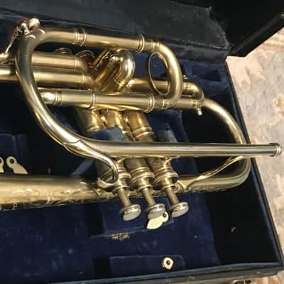 EXCELLENT SPECIAL ORDER LP CORNET F. BESSON BREVETE NEW CREATION 1923 GOLD PLATED LOVELY ENG. TO THE TOP / GREAT COMPRESSION image 10