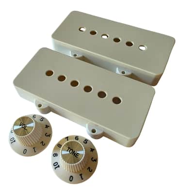 Jazzmaster covers and witch hat knobs set vintage white (parchment)