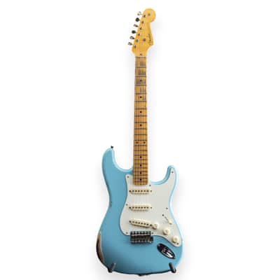 Fender Custom Shop 1955 Stratocaster Relic MN Daphne Blue image 7