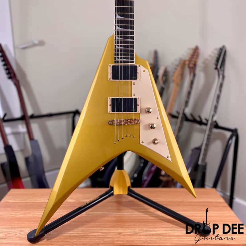 ESP LTD Kirk Hammett Signature KH-V Electric Guitar w/ Case - Metallic Gold image 1