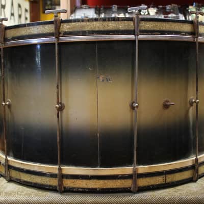 1930s Leedy 14x28 Spartan Bass Drum in Black and Gold Duco image 3