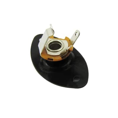 Guitar Input Jack 1/4" w Oval Jackplate and Screws Black Free 2 Day Shipping image 2