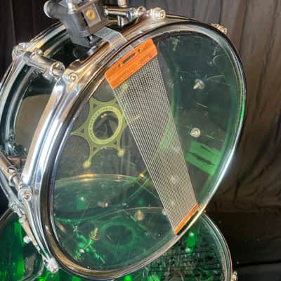 Rikki Rockett's Poison "Crack A Smile", Ludwig Green Vistalite 5-Piece Set 22", 16", 13", 12" with 5.5x14" Zickos Snare image 16
