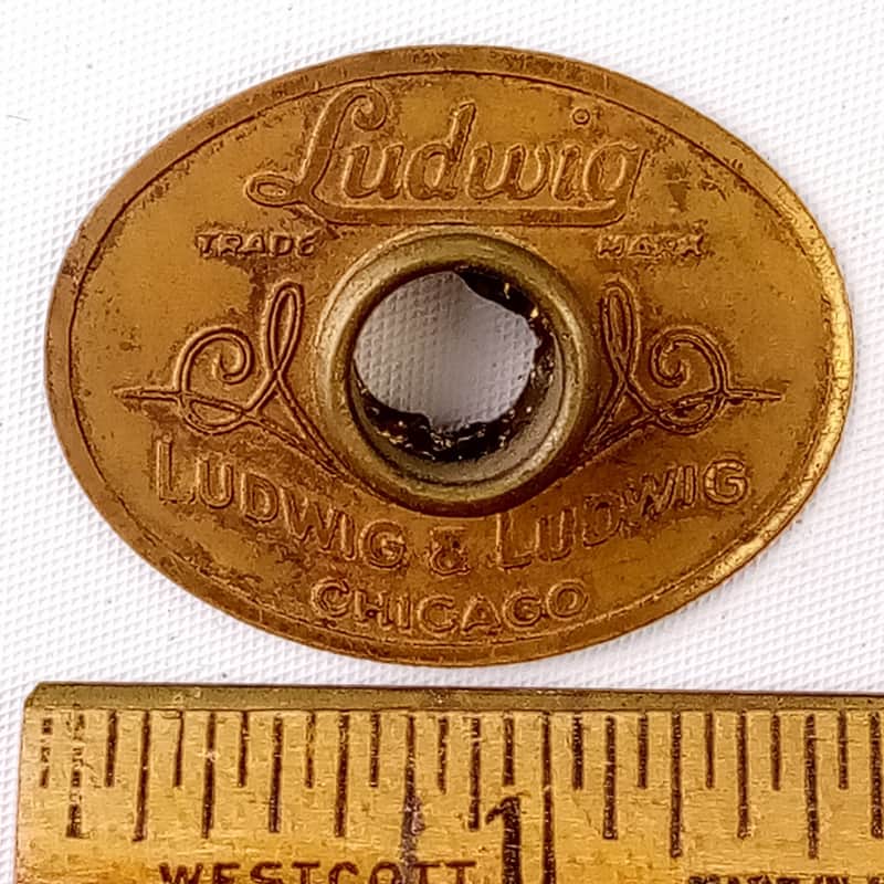 *Ludwig & Ludwig 20s Chicago,IL Oval Badge Brass Snare/Bass Drum +OG Grommet USA image 1
