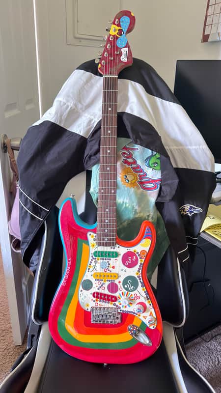 Custom painted Affinity Squier George Harrison Rocky Stratocaster image 1