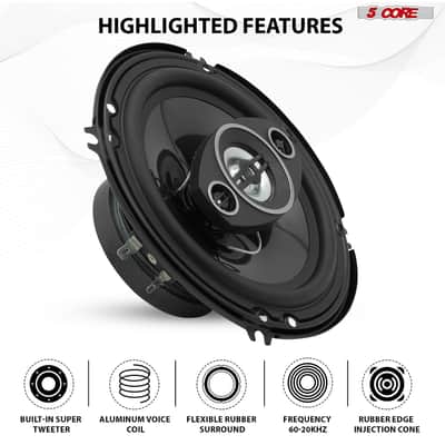 5Core Coaxial Car Door Speakers 6” Pair 500W 4Ohm 2 Way Component Subwoofer Audio w Super Tweeter image 5