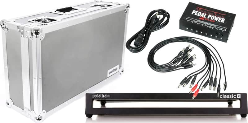 Pedaltrain Classic 2 4-RAIL, 24" x 12.5" PEDALBOARD w/Tour Case and Voodoo Lab Pedal Power 2 Plus Power Supply image 1