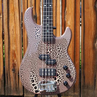 G&L USA Custom Shop LB-100 Sunset Coral Andromeda Crackle 4-String Electric Bass Guitar w/ Black Tolex Case (2025) image 4