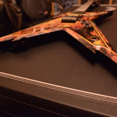 Dean Dimebag Darrell Pantera Dime Razorback Explosion Flame Graphic Signature Guitar image 9