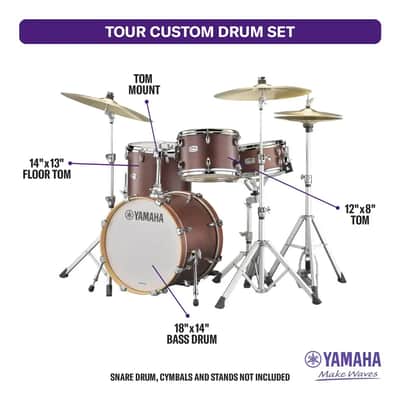 Yamaha Tour Custom Maple 3pc Drum Set Chocolate Satin image 2