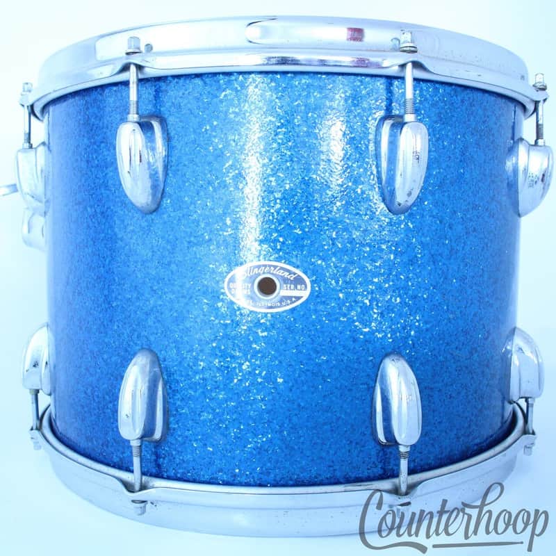 Slingerland 14x10"Rack Tom Drum Blue Sparkle Vintage 70s 3Ply Setomatic Mount US image 1