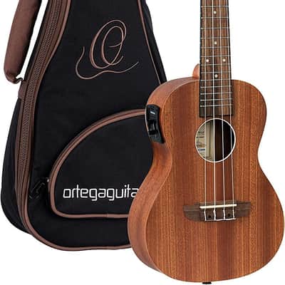 Ortega Guitars, 4-String Timber Series Concert Acoustic-Electric Ukulele w/Bag, Right (RFU11SE) image 1
