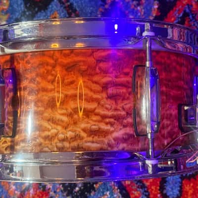 Pearl Popcorn Snare 10”x4” Limited Edition - Orange-Amber Sunburst Quilted Grain image 2