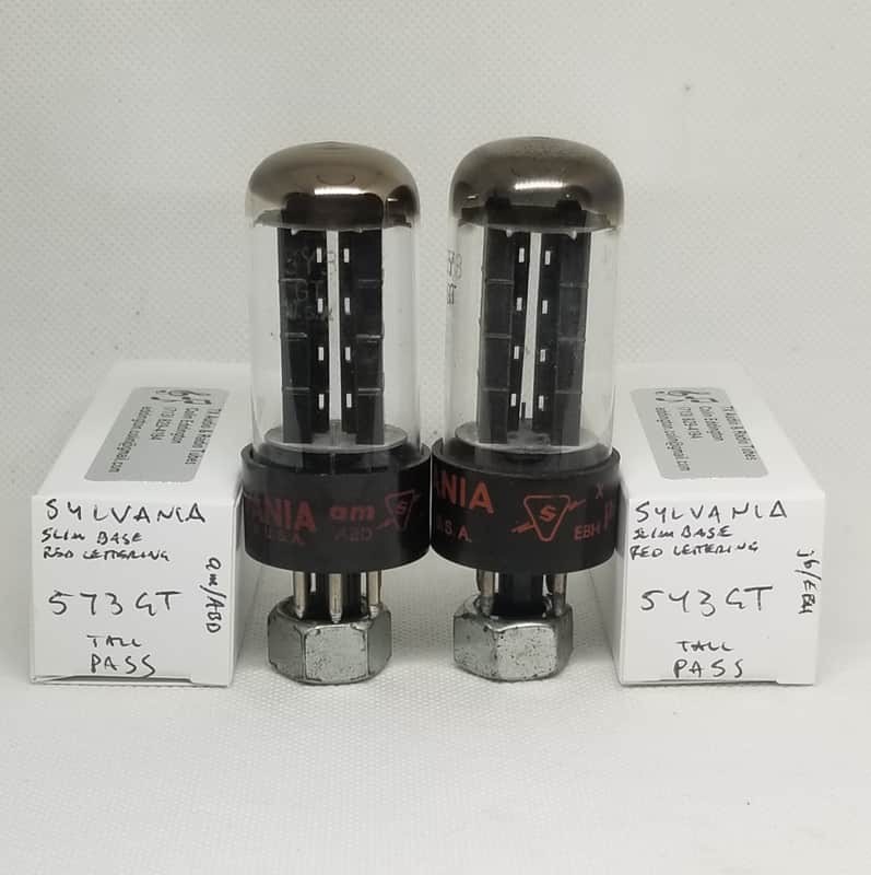 Sylvania 5Y3GT Tall Boy Black Plate Rectifier Matched Pair NOS image 1
