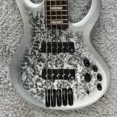 Mint Ibanez BTB25TH5SLM 5-String Electric Bass Guitar Silver Blizzard Matte Finish image 3