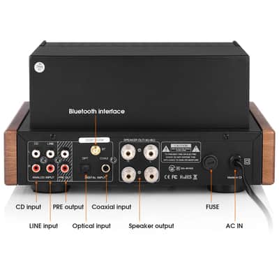 Hybrid Vacuum Tube Stereo Amplifier Class AB Bluetooth Receiver w/ USB & VU Meter image 3