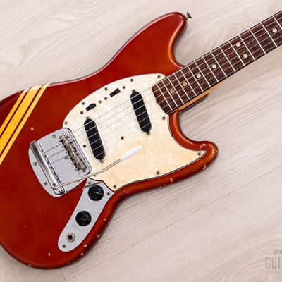 1974 Fender Competition Mustang Vintage Offset Guitar Competition Red w/ Case image 1