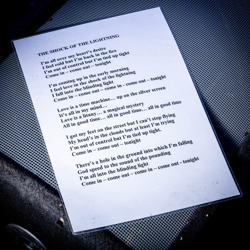 Oasis The Shock of the Lightning A3 Laminated Lyrics 2000s image 1