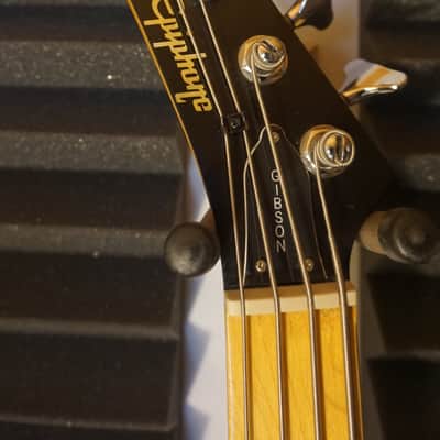 Epiphone by Gibson Vintage Accu-Bass Lefty Black Electric Bass image 3