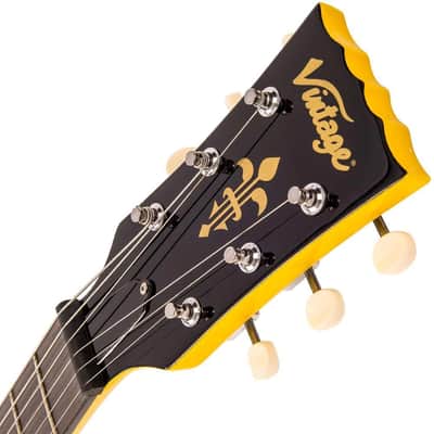 Vintage V132 ReIssued Single Cutaway w/ Dual P90s  Electric Guitar - TV Yellow image 5