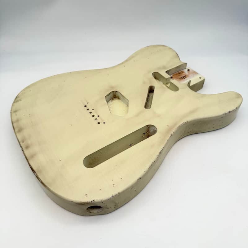 MJT Telecaster Body Relic Alder Nitro Vintage White Light mjt6662 image 1