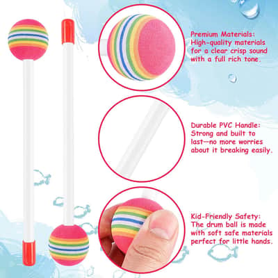 6 Pieces Rainbow Lollipop Drumsticks, Stick Soft Lollipop Drum, Soft Foam Head Percussion Mallets, Round Felt Drum Sticks Plastic Drum Sticks for Kids and Adults Musical Instrument Accessories image 3