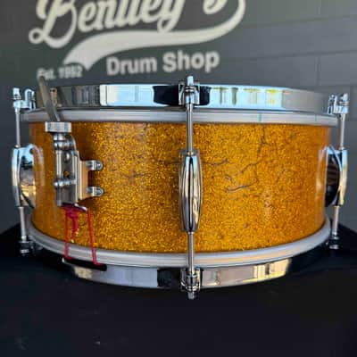 Vintage Gretsch 6-Lug Dixieland 5.5x14 Snare Drum in Gold Sparkle image 3