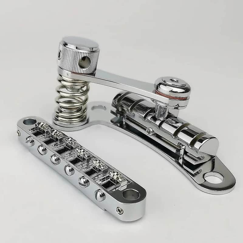 Chrome Roller Guitar Tune-O-Matic Bridge with Vibrato Tailpiece Tremolo image 1