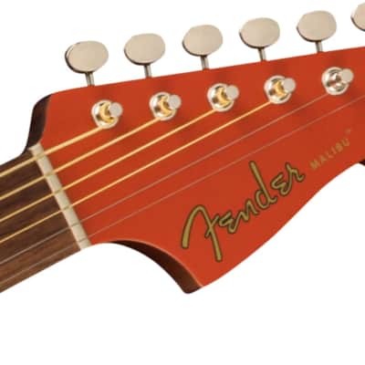 Fender Malibu Player Parlor Acoustic-Electric Guitar, Solid Spruce Top, Fiesta Red image 4