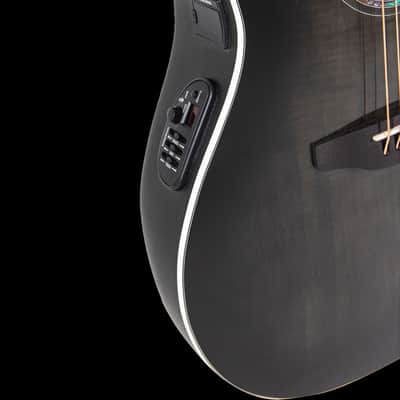 Ovation CS24P Celebrity Series Traditional Plus Mid-Depth Acoustic-Electric Guitar Transparent Blackburst Flame image 4