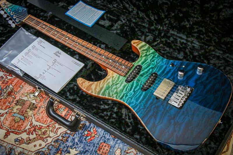 SUHR USA Custom Modern Quilt "Aqua Blue Gradient + Rosewood" (2016) image 1